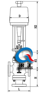 電動(dòng)三通調節閥配PSL執行器外形尺寸圖